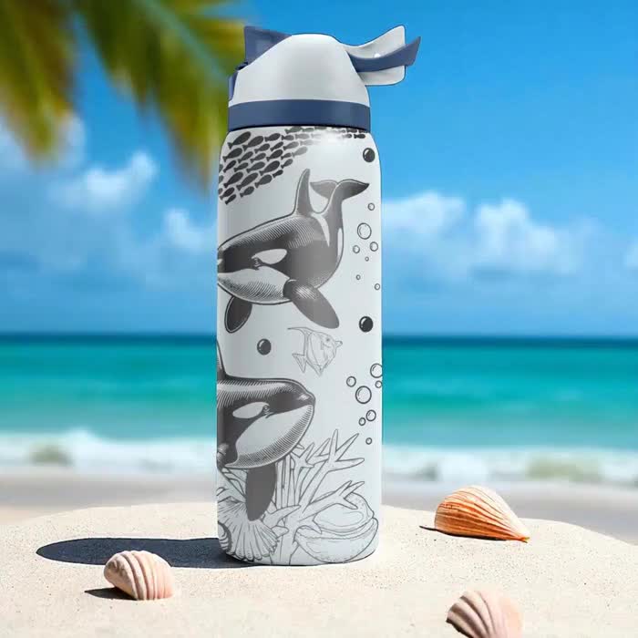 Orca Whale Tumbler – 16oz 24oz 32oz 40oz Custom Engraved Owala